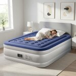 Matelas gonflable 2 personnes pompe �lectrique int�gr�e?avec dessus floqu� doux pour camping maison invit�s ...