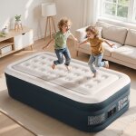 Matelas gonflable pompe �lectrique int�gr�e?avec dessus floqu� doux pour camping maison invit�s 190 x ...