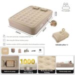 Matelas gonflable en pvc - matelas de camping pour 2 personnes - pompe electrique intgre - avec oreiller ...