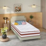Matelas simple 90x190 �paisseur 26 cmavec ressorts et mousse � m�moire de forme hypoallerg�nique anti ...
