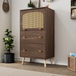 Matriau paissi armoire compacte en noyer rsistant  la corrosion avec dtails en rotin deux tiroirs ...