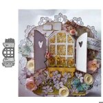Matrices de dcoupe scrapbooking cutting dies forme fentre en forme de c?ur et de fleur diy carte papier ...