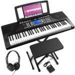 Max rhapsody61p - clavier lectronique 61 touches semi lourdes avec casque audio stand banc et pdale ...