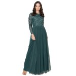 Robe de demoiselle dhonneur - maya deluxe - azbr1803 - mm - longue - manches longues - paillettes