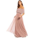 Maya deluxe - azbr67 - maxi - pmauve - maya berry bardot embellished maxi dress robe de demoiselle dhonneur ...