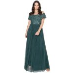 Maya deluxe azbr67 - maxi - robe de demoiselle dhonneur maxi halter brod�e vert �meraude taille 48