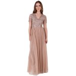 Maya deluxe - rl004 - mm - maya robe longue de demoiselle dhonneur a manches courtes taupe robe de demoiselle ...