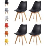 Mcc direct lot de 4 chaises de salle à manger cuisine bureau salon - design coque eva - noir Mcc direct lot de 4 chaises de salle à manger cuisine bureau salon - design coque eva - noir