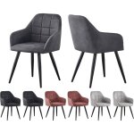 Mcc direct adrian lot de 2 chaises de salle à manger en daim synthétique avec pieds en métal gris Mcc direct adrian lot de 2 chaises de salle à manger en daim synthétique avec pieds en métal gris