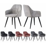 Mcc direct adrian lot de 2 chaises de salle à manger design en daim synthétique avec pieds en métal gris ... Mcc direct adrian lot de 2 chaises de salle à manger design en daim synthétique avec pieds en métal gris ...
