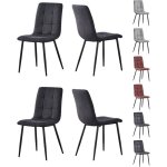 Mcc direct henri lot de 4 chaises de salle � manger en daim synth�tique avec pieds en m�tal noir
