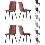 Mcc direct henri lot de 4 chaises de salle � manger en daim synth�tique avec pieds en m�tal rose