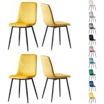 Mcc direct lexi lot de 4 chaises de salle � manger design en velours avec pieds en m�tal jaune