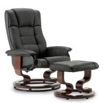 Mcombo fauteuil relax avec pouf 9019 - fauteuil tv pivotant  360 - simili cuir - noir