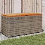 Mcs bo�te de rangement de jardin coffre de rangement ext�rieur gris r�sine tress�e bois dacacia