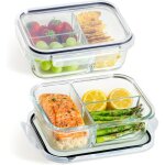 Meal prep containers verre avec compartiment - lot de 2 boîtes alimentaires À 3 compartiments 1l - compatibles ... Meal prep containers verre avec compartiment - lot de 2 boîtes alimentaires À 3 compartiments 1l - compatibles ...