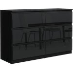Meble masztalerz commode 120 cm noir - avec 6 tiroirs - meuble de rangement - commode chambre - meuble ...
