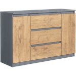Meble masztalerz commode anthracite / lancelot avec 3 tiroirs 2 portes 120 cm meuble rangement commode ...