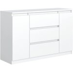 Meble masztalerz commode blanche mat avec 3 tiroirs et 2 portes 120 cm meuble rangement commode chambre ... Meble masztalerz commode blanche mat avec 3 tiroirs et 2 portes 120 cm meuble rangement commode chambre ...