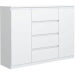 Meble masztalerz commode blanche mat avec 4 tiroirs et 2 portes 120 cm meuble rangement commode chambre ...