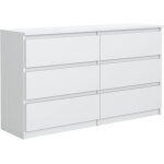 Meble masztalerz commode blanche mat avec 6 tiroirs 140 cm meuble rangement commode chambre commode avec ...