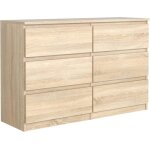 Meble masztalerz commode chne - sonoma mat avec 6 tiroirs 140 cm meuble rangement commode chambre commode ...