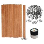 M�ches de bougie en bois 100 m�ches en bois pour la fabrication de bougies m�ches en bois + clips m�talliques ...