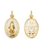 Mdaille or 18 carats 750 jaune vierge miraculeuse - chane offerte - 18pv22387w