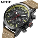 Megir - montres de sport de luxe pour hommes - bracelet en cuir montre - bracelet � quartz lumineuse ...