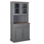Melina - buffet vaisselier 4 portes 2 tiroirs coloris gris Melina - buffet vaisselier 4 portes 2 tiroirs coloris gris