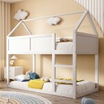 Merax lit superpos bas lit enfant cabane 90x200 cm avec escalier ? structure bois massif design cabane ...