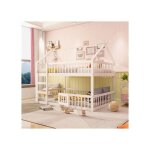 Merax lit superpos cabane enfant 140x200 cm avec escalier et barrires ? bois massif lit maison blanc ...