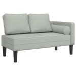 Meridienne chaise longue canape pour interieur avec coussins en velours gris clair dec026075