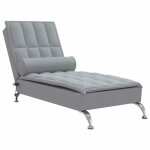 Chaise longue - dec026146 - tissu gris clair - traversin avec massage - pieds en mtal - design lgant ...