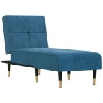 Chaise longue - dec - meridienne velours bleu - 3 positions - confortable - design moderne