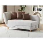 M�ridienne droite convertible avec coffre de rangement en tissu beige penelope