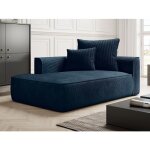 M�ridienne droite en velours c�tel� bleu pineta