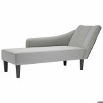 Meridienne salon - fauteuil long - avec accoudoir droit gris nuage tissu - fauteuil relax@444971