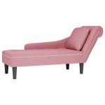 Meridienne salon - fauteuil long - avec coussin - et accoudoir droit rose velours - fauteuil relax@597221 ...