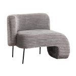 M�ridienne en velours c�tel� gris sol�a