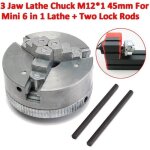 Metal 3 m�choire mandrin m12 pr mini 6 en 1 tour + 2 verrouillage barre tige - keeper