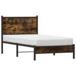 M�tal cadre de lit - burke - sans matelas - 1 personne - ch�ne fum� 90x190 cm bb2308