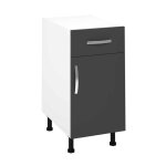 Meuble armoire de cuisine avec 1 porte + 1 tiroir coloris gris - hauteur 85 x longueur 40 x profondeur ...