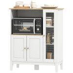 Meuble armoire micro - ondes pour cuisine avec 1 niche 3 portes passe - c�bles 80 x 35 x 97 cm blanc ...