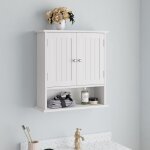 Meuble armoire salle de bain murale blancheplacard suspendue de rangement�tag�res r�glables 2 portesl546 ...