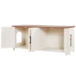 Meuble bac � liti�re - duoku - sr253073wh - armoire int�gr�e - finition marron et blanche - 4 portes