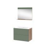 Meubles bain izan 3 pi�ces avec miroir ch�ne de force dor� / vert vicco 54565