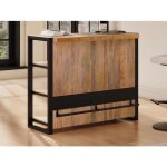 Meuble de bar avec 3 étagères en bois de manguier et métal - naturel et noir - harlem ii Meuble de bar avec 3 étagères en bois de manguier et métal - naturel et noir - harlem ii