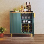 Meuble bar classique holtico avec porte - bouteilles et porte - verres - buffet de rangement avec tiroirs ...