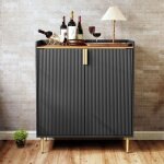 Meuble bar classique holtico avec porte - bouteilles et porte - verres - buffet de rangement avec tiroirs ...